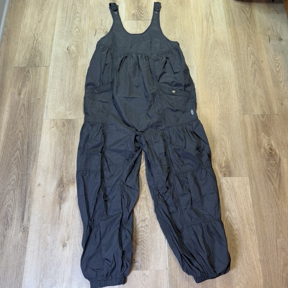 Free People Black Tiered Utility Bib Jumpsuit